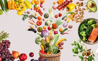 image illustrant un panier et des aliments sains et a but anti inflammatoire pour l'article sur l'alimentation anti-inflammatoire contre l'endométriose