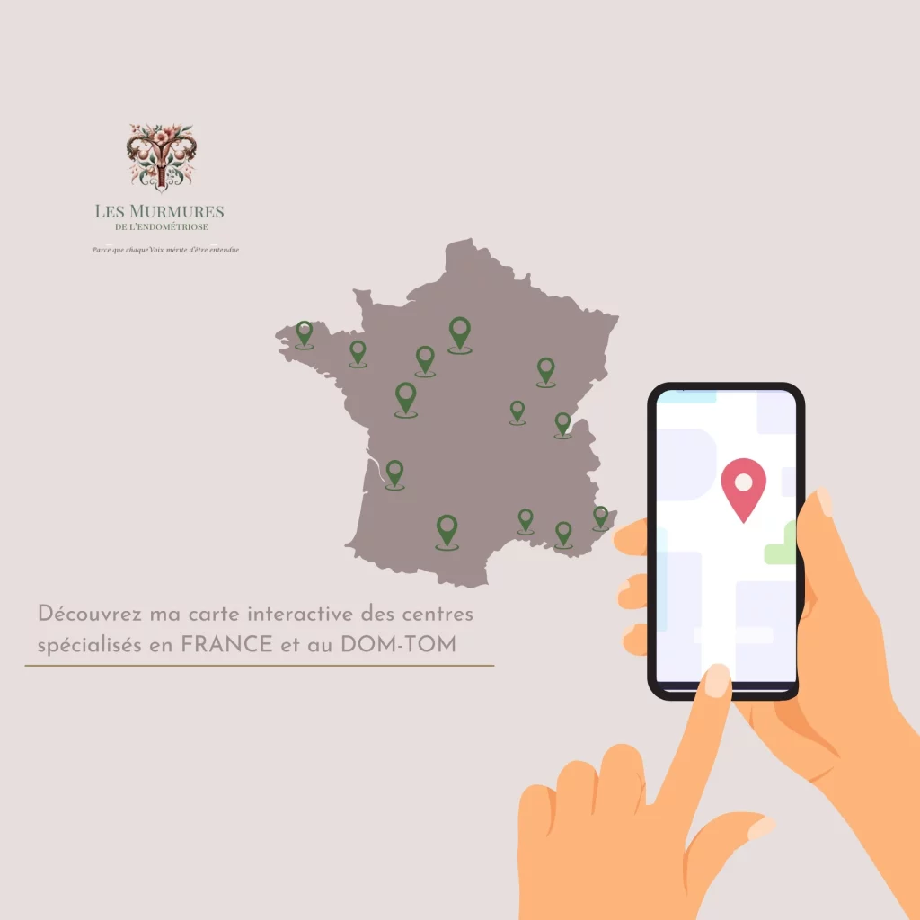 image illustrant ma carte interactive pour trouver un spécialiste près de chez sois avec les centres experts et spécialisés en endométriose